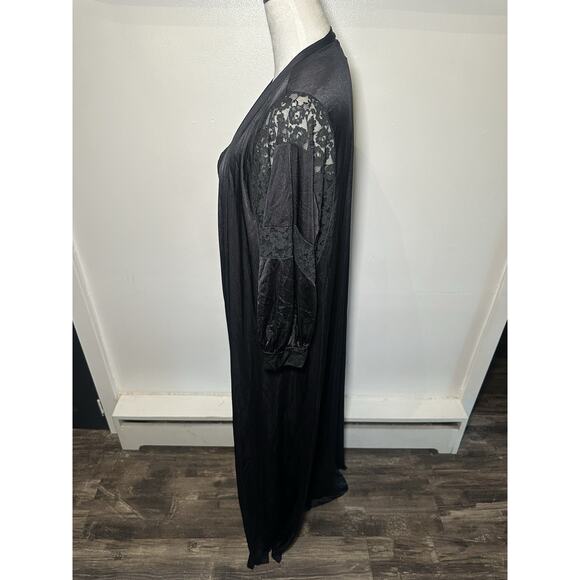 Vintage Slip Nightgown W Matching Overcoat Robe Black Set Size 38 Whimsigoth - Picture 13 of 15